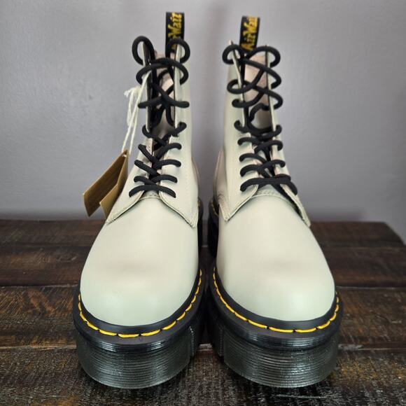 NEW Dr Martens Audrick 8 Eye Boot Womens Size 7 Lace Up Platform Boots Gray - Picture 3 of 12